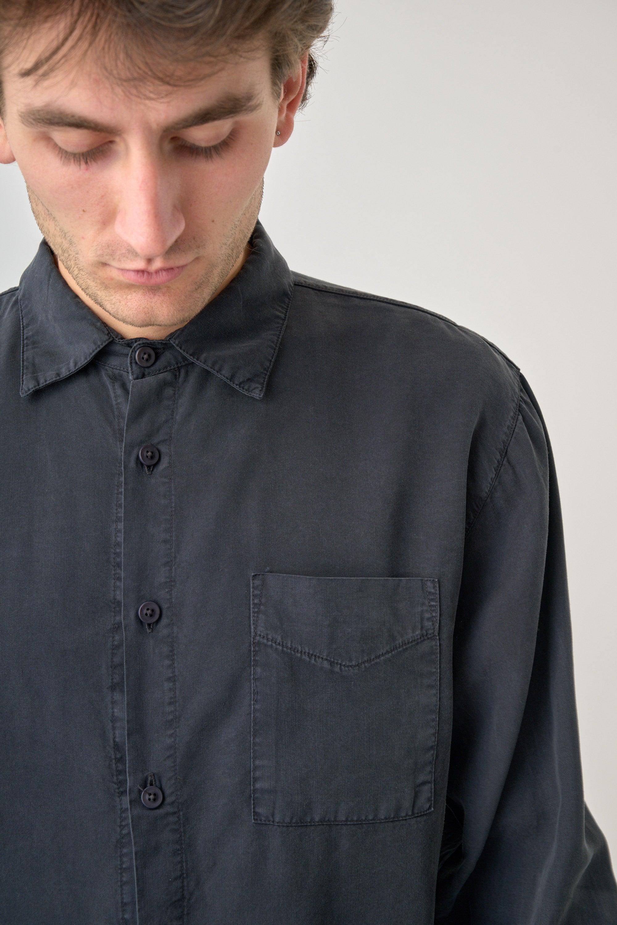 Cleptomanicx Blue Graphite Oversized Easy Shirt Hemd Herren grau
